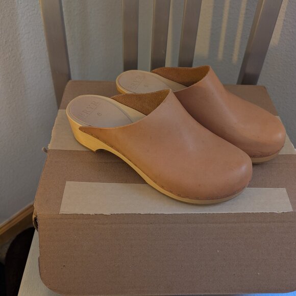 Bryr Worker Clogs in Natural Leather Size 6 EXCELLENT w/box & dust bag - Picture 1 of 16
